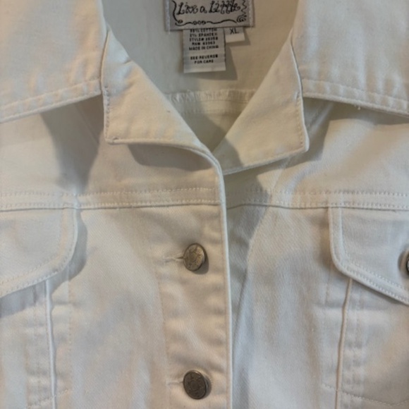 Live a Little White womens Denim Jacket XL - Picture 3 of 6
